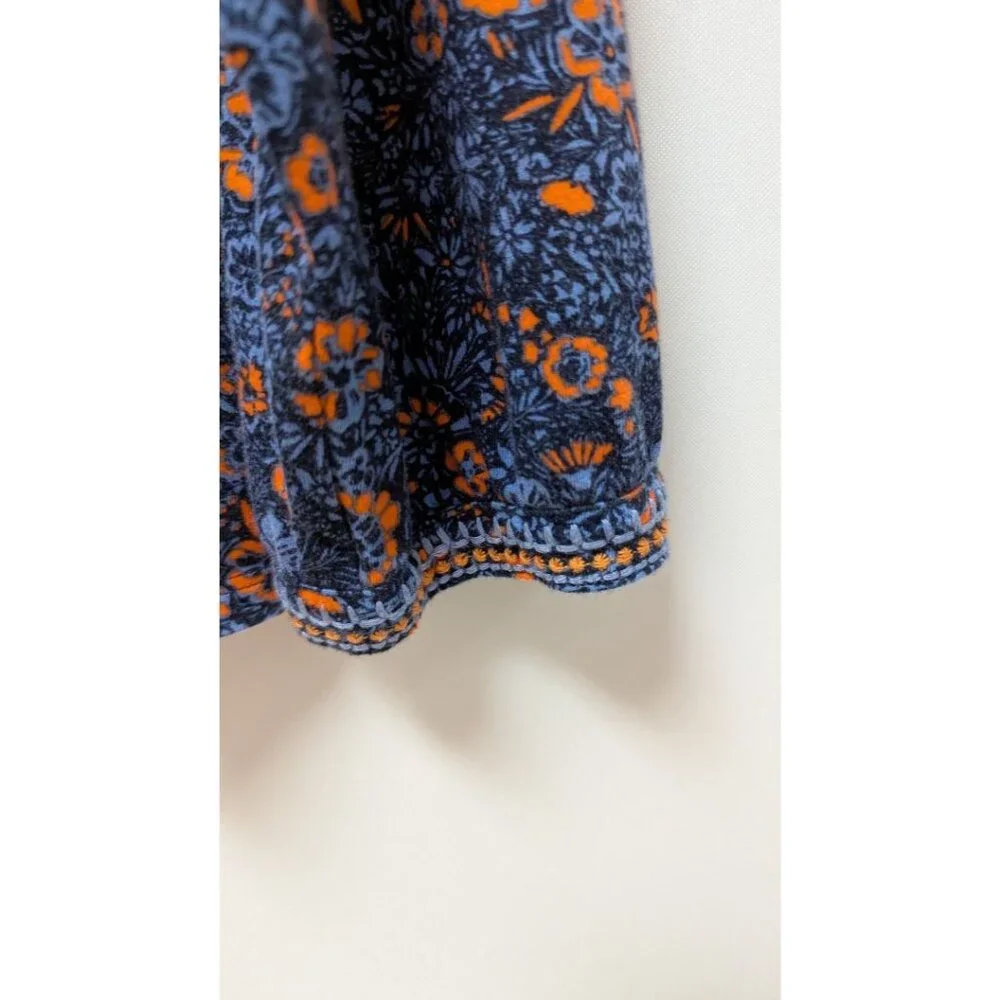 J.Jill Navy/Orange Floral Embroidered Long-Sleeve Tee - Picture 4 of 4